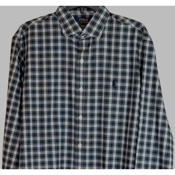 Polo Ralph Lauren Custom Fit Pure Press Plaid Button Up Dress Shirt Size 17.5/44 - Picture 6 of 6
